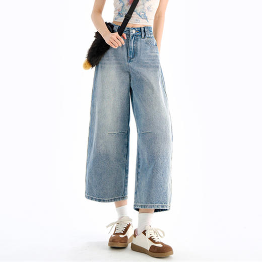 馥迦时髦清爽八分裤牛仔裤 商品图5