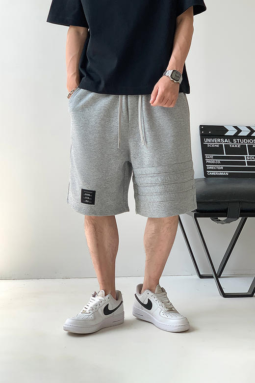 徐太浪贴布休闲运动短裤男2025新款夏季松紧腰速干宽松直筒五分裤 商品图5