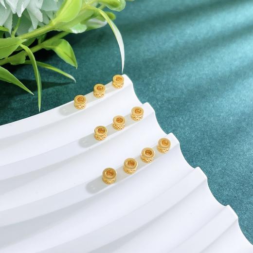 【限时克减150元】足金999 【无成色字印】 #招财进宝 古法镂空招财进宝铜钱图案藏线转运珠Diy手串配件10粒/套(AKGFSC00541)（预售产品下单后不退款不退货不换货不补差价） 商品图1