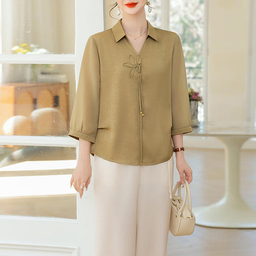 翻领T恤上衣，中年妈妈夏装洋气七分袖小衫 FFC983 商品图1