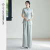 FUYAO扶摇 新中式国风套装女夏新款重磅醋酸立领西装直筒裤两件套 商品缩略图2