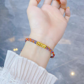 【限时7.5折】【定价黄金】足金 #母亲节 #招财纳福 #盘缠 3D硬金空心八方来财碎金子彩绳编织调节成品手串（补手工费可以换新绳子）(RFXJB0213)预售产品下单后不退款不退货不换货不补差价