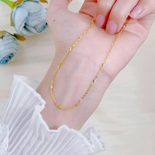 【限时克减150元】足金999 5G黄金杨桃链闪十字链间款不可调节机织项链（面宽约0.9-1.3mm）(BJ5GXL00029)（预售产品下单后不退款不退货不换货不补差价） 商品图2