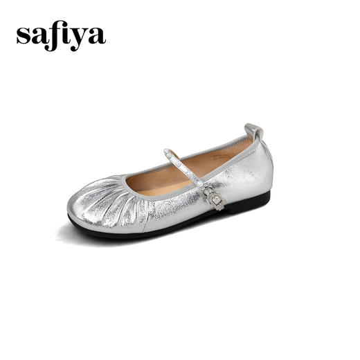 Safiya/索菲娅2025芭蕾舞鞋羊皮褶皱软底浅口玛丽珍平底单鞋SFD3111403 商品图8