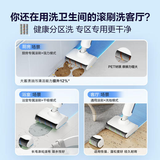 海尔家用洗地机A3S高温70°热风烘干180°平躺防缠绕智能吸拖一体自动清洁洗扫地拖地机除菌手持吸尘器 A3S（典雅钢琴烤漆灰版） 商品图6