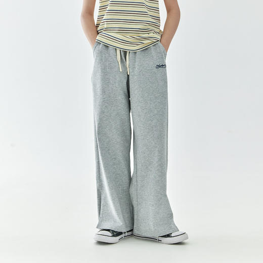 【代发】女款休闲卫裤 棵初春夏款童装凉感宽松裤子中大童字母绣花亲子款花灰/紫色 商品图4