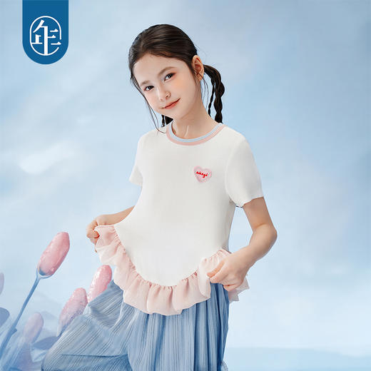 【年衣】女童2025年夏季新款上衣原创设计宽松半糖奶昔短袖T恤（预售6.3发货） 商品图0