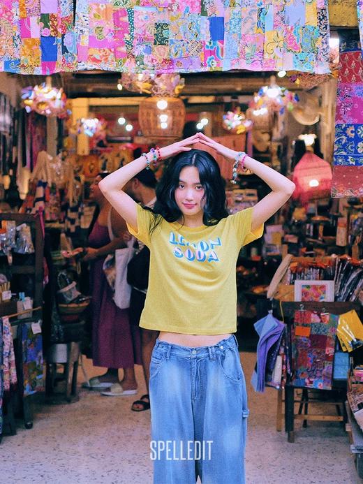 SPELLEDIT2025夏季新品柠檬汽水T恤复古甜酷风时尚印花修身上衣女 商品图2
