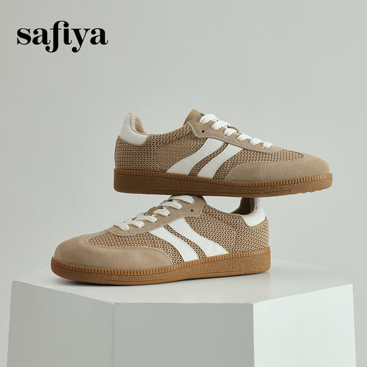 预售7天|Safiya/索菲娅2025复古学院风网面透气拼色休闲系带德训鞋SFD1112055 商品图6