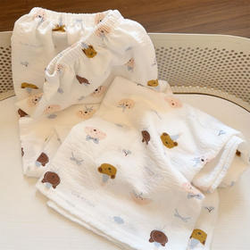 【家居裤必备，直筒裤型修身显瘦】睡裤女春秋季新款 白波点腊肠狗可爱家居裤 宽松柔软直筒遛弯裤-QQ