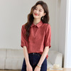 ML-2761法式气质短袖雪纺衬衫女2025夏装休闲polo领衬衣小个子好看上衣 商品缩略图0