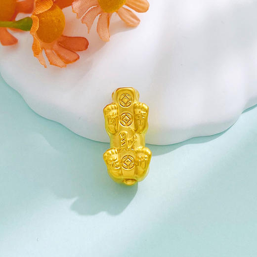 【限时7.5折】【定价黄金】足金 3D硬金硬金空心财运亨通铜钱图案貔貅手串配件Diy手串配件(面宽约22*10.6mm)(AU3DSC00033-3)（预售产品下单后不退款不退货不换货不补差价） 商品图2