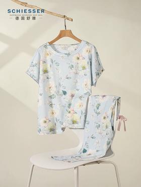 【70S100%丝光棉】SCHIESSER德国舒雅高端铂雅女士短袖七分裤套装100%高支双面丝光棉91/24773H