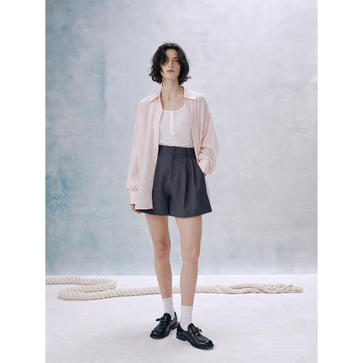 UMILAB【荏苒】莱赛尔亚麻透气舒爽 低饱和度春夏廓型衬衫H1262M 商品图4