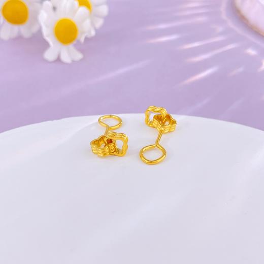 【限时克减150元】足金999.9 【精品】镂空双环相扣耳饰幸运四叶草花形双环耳钉(OES00185)（预售产品下单后不退款不退货不换货不补差价 商品图1