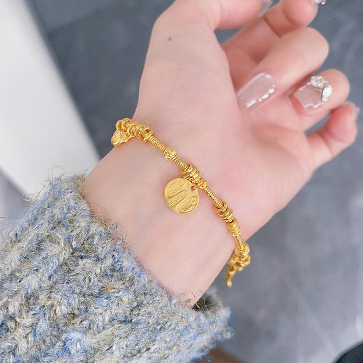 【限时克减150元】足金999 #盘缠 古法五路财神吊饰财神驾到招财财神五路财神福袋金圈调节手链（内为无弹力棉线）(AEQGFSL00230)预售产品下单后不退款不退货不换货不补差价 商品图0