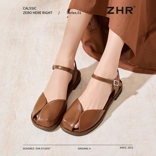 ZHR则则巴恩风包头凉鞋女2025夏新款罗马沙滩凉拖鞋森系复古凉鞋 商品图8