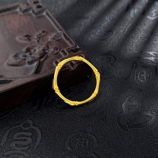 【限时克减150元】足金999.9 #平安 #复古风 古法实心国潮古风雅竹平安竹节戒指圈戒（面宽约2-2.4mm）(AIGFJZ00278)（预售产品下单后不退款不退货不换货不补差价 商品图2