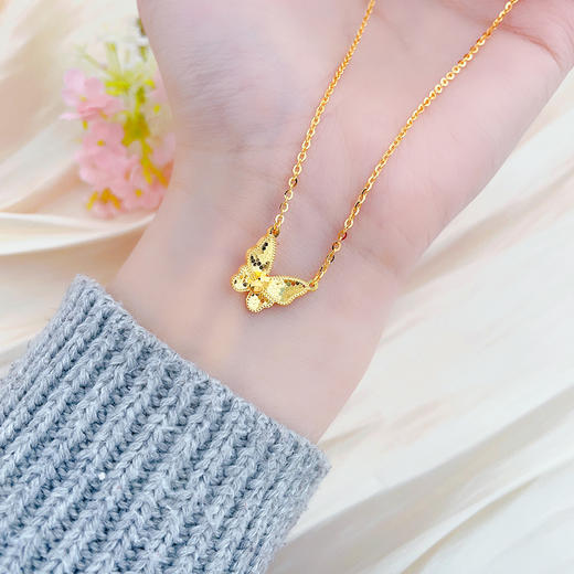 【限时克减150元】足金999.9 #九紫离火 【精品】实心鱼鳞串珠蝴蝶调节套链(AWWTL00219)预售产品下单后不退款不退货不换货不补差价 商品图0