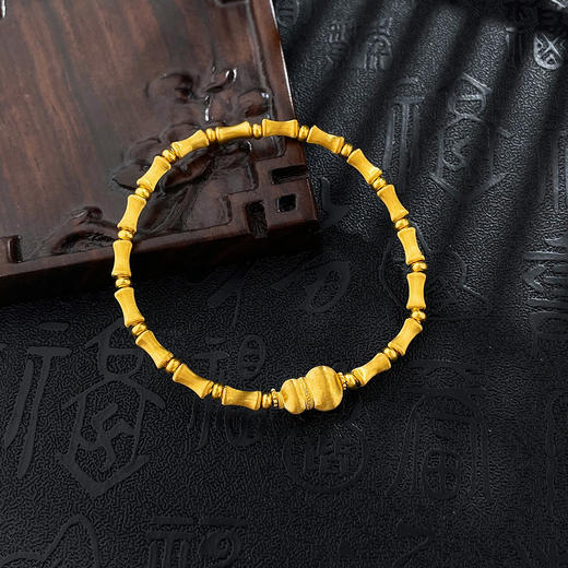 【限时克减150元】足金999 #平安 #招财纳福 #葫芦  古法空心国潮传承福禄平安冰丝金丝绒金葫芦竹节手串弹力绳手串(AUQGFSC00078)预售产品下单后不退款不退货不换货不补差价 商品图1