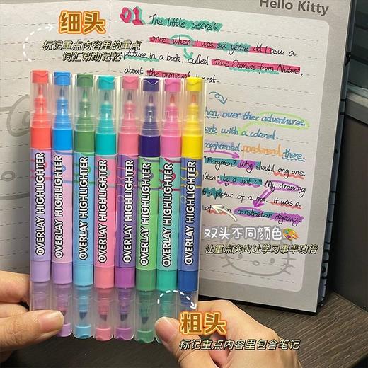 【6支12色装】双色荧光笔创意高颜值粗头学生手账绘画标记清洁剂套装 商品图2