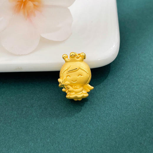 【限时7.5折】【定价黄金】足金 #儿童/宝宝 #卡通 【精品】3D硬金空心天使宝宝吊坠皇冠魔法棒小仙女小天使吊坠(AR3DDZ00155)（预售产品下单后不退款不退货不换货不补差价） 商品图0