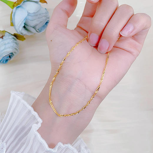 【限时克减150元】足金999 5G黄金水波纹侧身链不可调节机织项链（面宽约1.2-1.6mm）(BJ5GXL00031-1)（预售产品下单后不退款不退货不换货不补差价） 商品图2