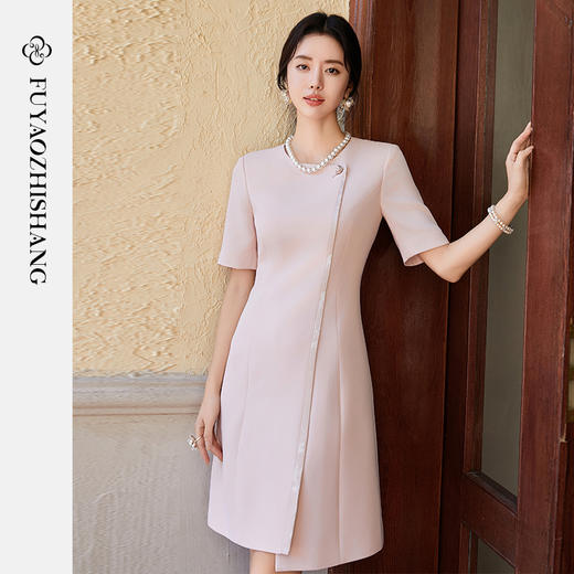 FUYAO扶摇 醋酸小香风连衣裙女不规则初夏绝美裙子中式盘扣西装裙 商品图0