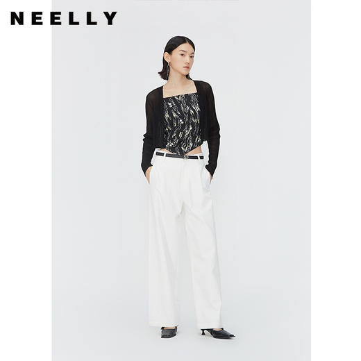 NEELLY纳俪商场同款夏季新款莱赛尔高腰直筒裤女气质百搭休闲裤N25044H04401 商品图0