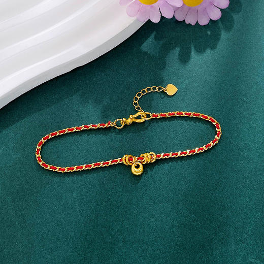【限时克减150元】足金999 #幻彩星辰 #小红书 #小胖福 古法实心福气多多小胖福吊饰碎金子盘缠转运红绳穿插至简编织调节手链(AKGFSL00194)(预售产品下单后不退款不退货不换货不补差价)) 商品图2