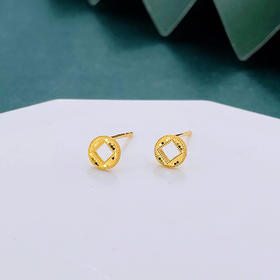 【限时克减150元】足金999 （足金999字印）5G黄金鱼鳞金币耳钉（配胶塞）(5GES00843)（预售产品下单后不退款不退货不换货不补差（预售产品下单后不退款不退货不换货不补差