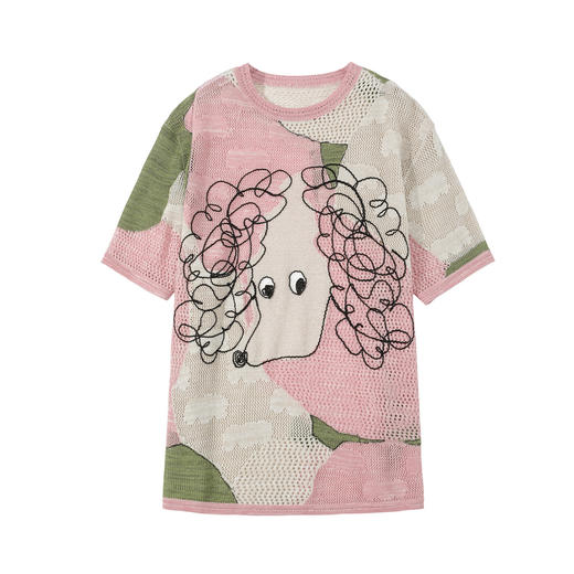 谜底针织衫短袖女2025夏季新品复古文艺大廓形H型长毛衣252MZ0876 商品图4