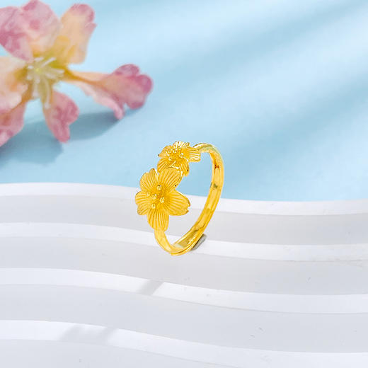 【限时克减150元】足金999.9 #招桃花 #婚庆 【精品】活口戒指桃花樱花繁花似锦花卉女戒今生相守幸福花婚嫁女戒花形活口女戒(JZ00903)（预售产品下单后不退款不退货不换货不补差价） 商品图2