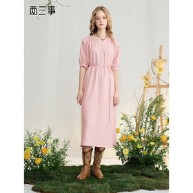 两三事 甜樱幻境 2025夏季新款森女风镂空绣花泡泡袖连衣裙