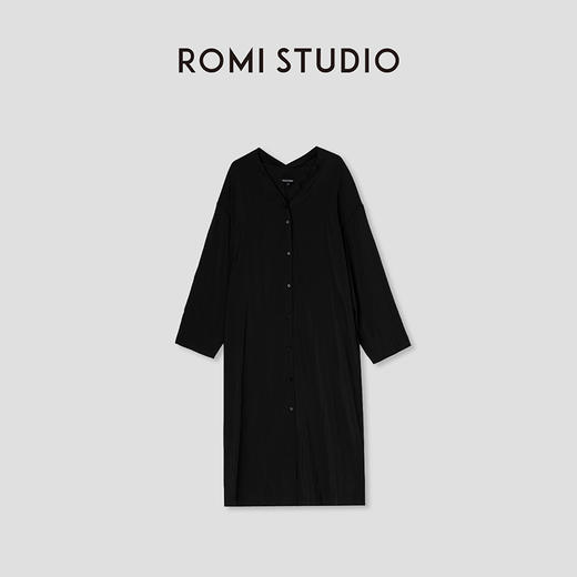 ROMI STUDIO【old money系列】慵懒简约V领松弛感连衣裙 D3261 商品图0