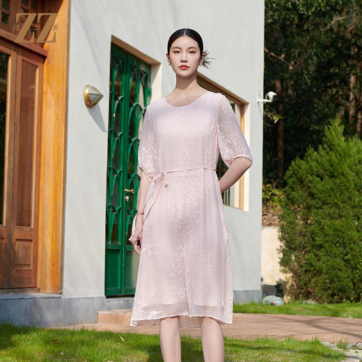 佐尔美夏季新款时尚气质蕾丝桑蚕丝连衣裙女M42LS65 商品图3