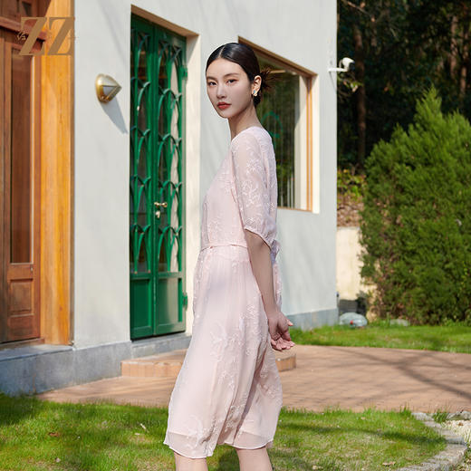 佐尔美夏季新款时尚气质蕾丝桑蚕丝连衣裙女M42LS65 商品图1