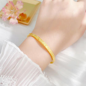 【限时克减150元】足金 #碎碎冰  无氰5D硬金空心固口碎碎冰四方手镯（面宽约3.7-4.1mm）(AR5DSZ00038)（预售产品下单后不退款不退货不换货不补差价）