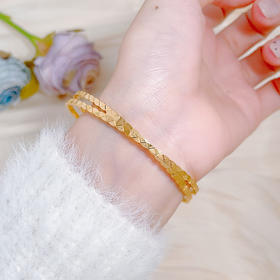 【限时克减150元】足金999.9 #清新 【精品】镜面金实心固口手镯几何三角AB图文交叉清新手镯(BFWSZ00015)（预售产品下单后不退款不退货不换货不补差价）