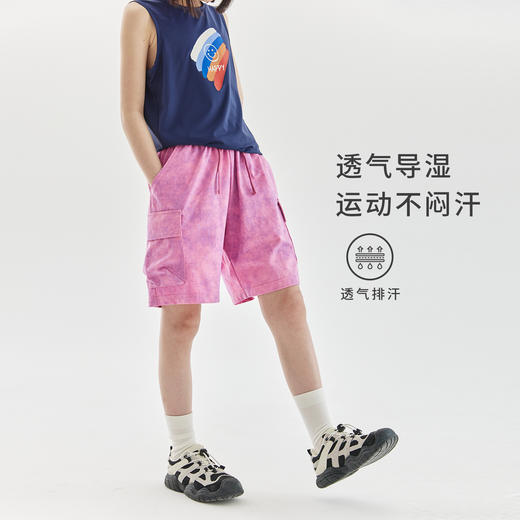 【代发】女童针织运动短裤 cicochild夏季款中大童印染休闲五分裤深蓝/粉紫 商品图2