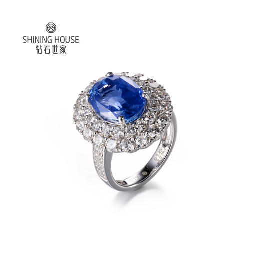 【蓝宝石项链戒指套装】钻石世家 18K金蓝宝石镶钻项链戒指 高级设计珠宝系列 每一颗宝石都是大自然的宝物 深邃浓郁的幽兰光芒 丝绒静谧的高雅之美 商品图2