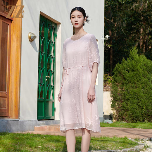 佐尔美夏季新款时尚气质蕾丝桑蚕丝连衣裙女M42LS65 商品图2