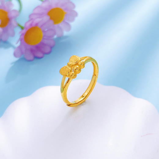 【限时克减150元】足金999 #在逃公主  镂空活口戒指砂面蝴蝶结圈戒(AUQJZ00038)预售产品下单后不退款不退货不换货不补差价 商品图2