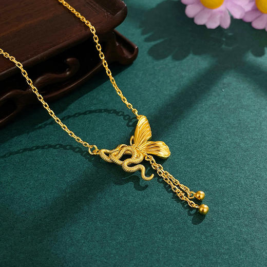 【限时克减150元】足金999 #520快乐 #九紫离火 #司凤 古法调节实心爱情灵药灵蛇与蝴蝶流苏可调节时尚套链(YQGFTL00094)（预售产品下单后不退款不退货不换货不补差价 商品图3