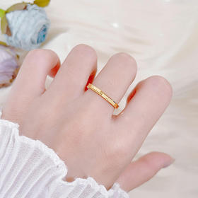 【限时克减150元】足金999 #CNC  5G黄金实心固口戒指双珠边几何方块圈戒（面宽约1.7-2.1mm)(BE5GJZ00048)（预售产品下单后不退款不退货不换货不补差价）