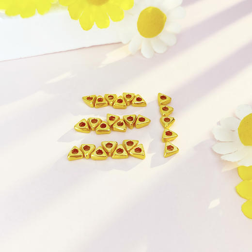 【限时7.5折】【定价黄金】足金 #超轻 3D硬金散珠空心碎碎金圈隔片手串配件几何三角Diy手串配件/25件【无成色字印】(AK3DSC00005)（预售产品下单后不退款不退货不换货不补差价 商品图2