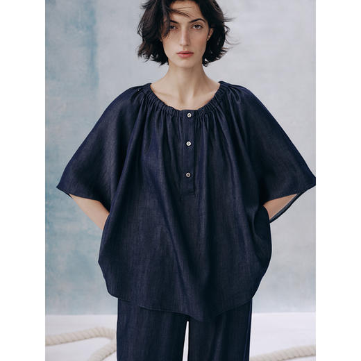 UMILAB【流年】100%莱赛尔柔软牛仔宽松上衣松紧腰长裤套装E226W 商品图1