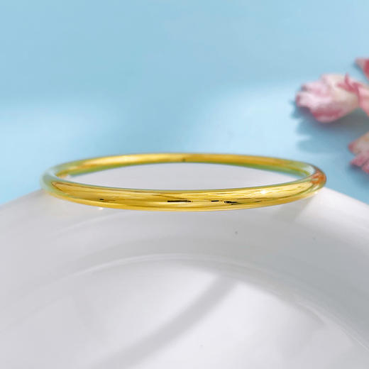 【限时克减150元】足金 3D硬金空心光面素圈固口手镯（面宽约3.6-4mm)(AR3DSZ00042)（预售产品下单后不退款不退货不换货不补差价）（预售产品下单后不退款不退货不换货不补差价） 商品图2