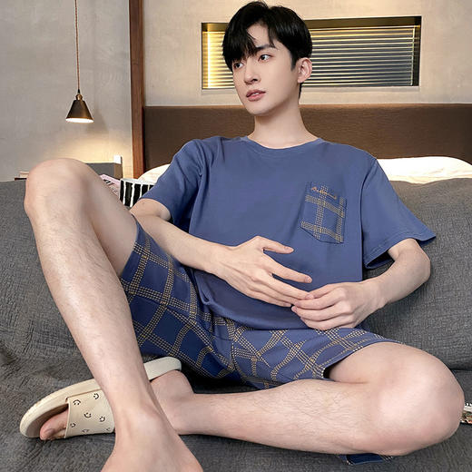【男士睡衣套装！短袖短裤，舒适透气！】睡衣男士夏季短袖短裤家居服 男款大码夏天薄款 夏款大码套装-QQ 商品图5
