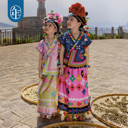 【年衣】童装女童套装民族服饰新款2025夏季儿童汉服两件套青罗朵朵套装 商品图0